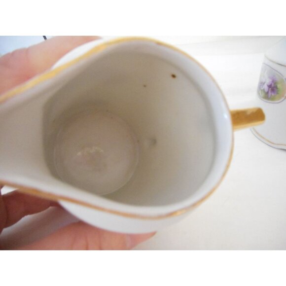 Antique Floral Violet Gold on White Sugar and creamer Made in Bavaria - Picture 6 of 12